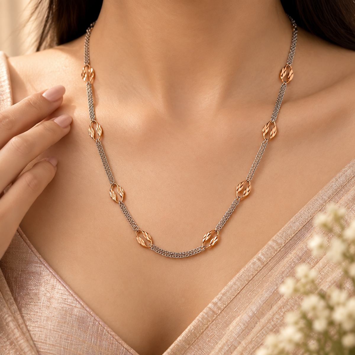 Ishita Rose Leaf Harmony Gold Chain