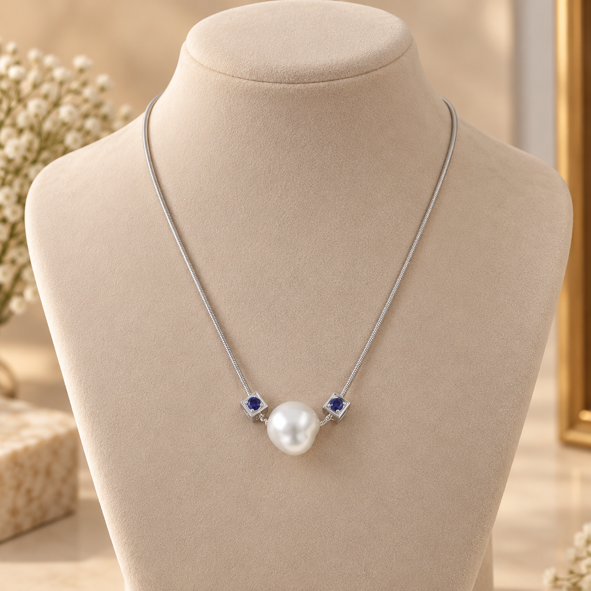 Dhriti Sapphire Pearl Gold Chain
