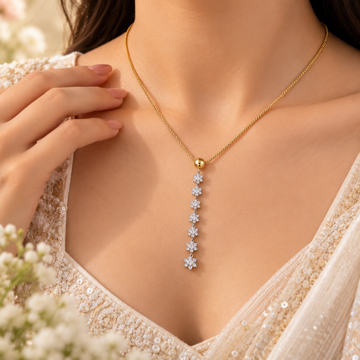 Yashvi Blossom Drop Gold Chain