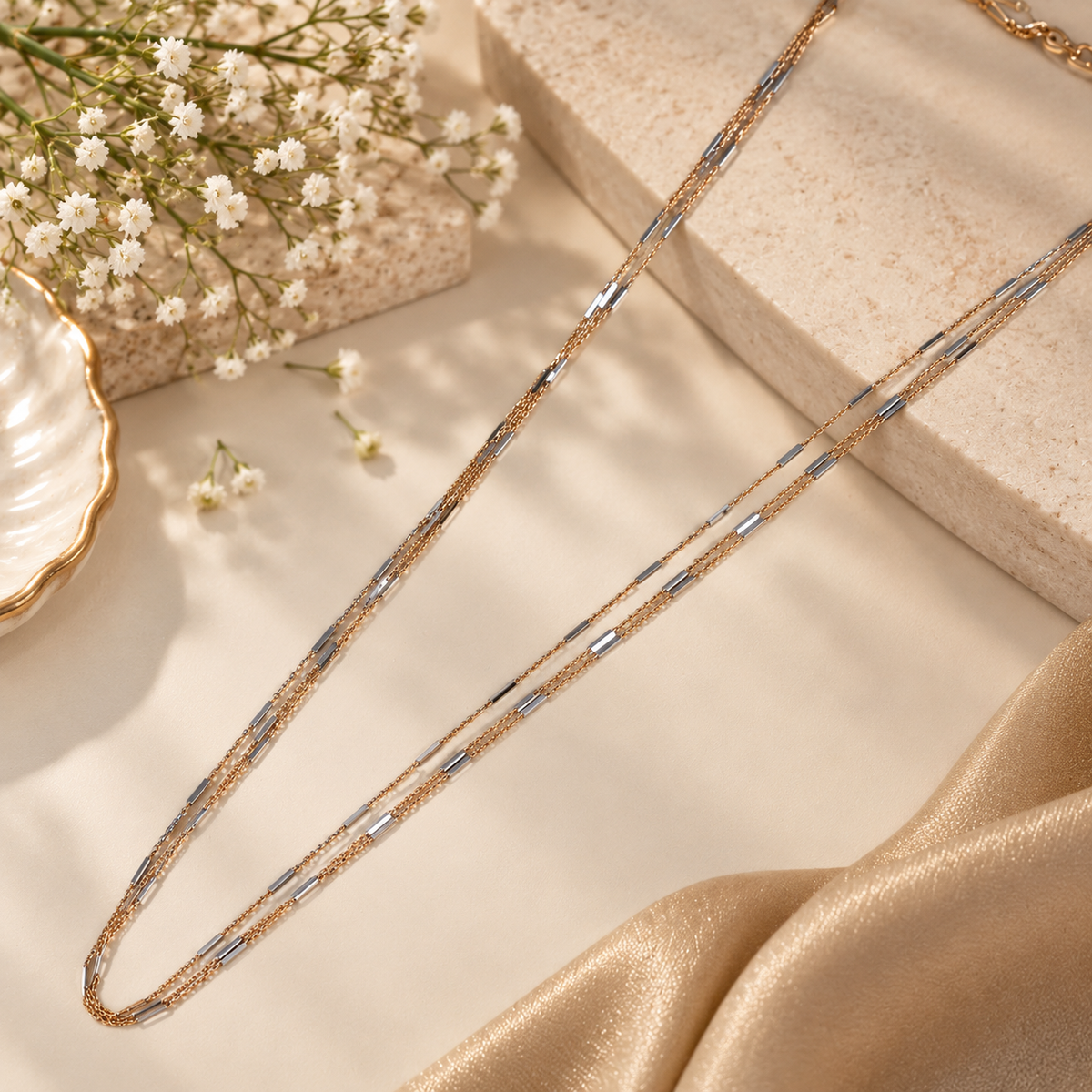 Vedika Dual Tone Layered Gold Chain