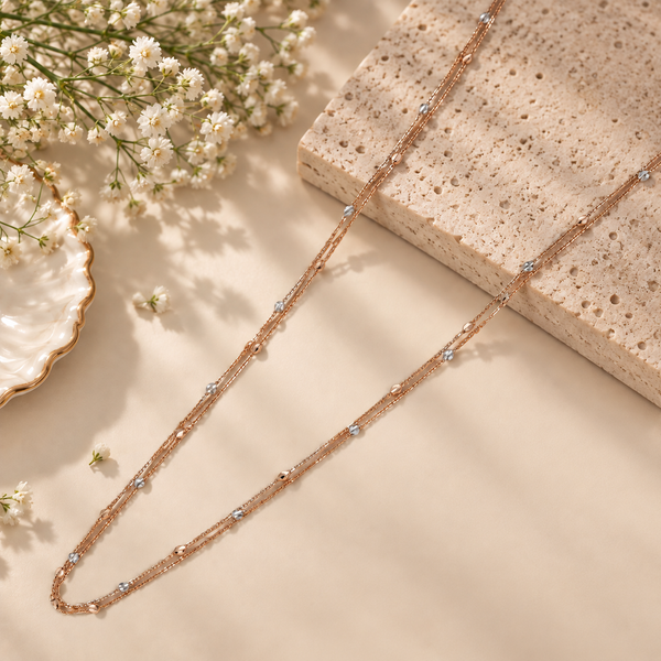 Inaya Beaded Layer Rose Gold Chain
