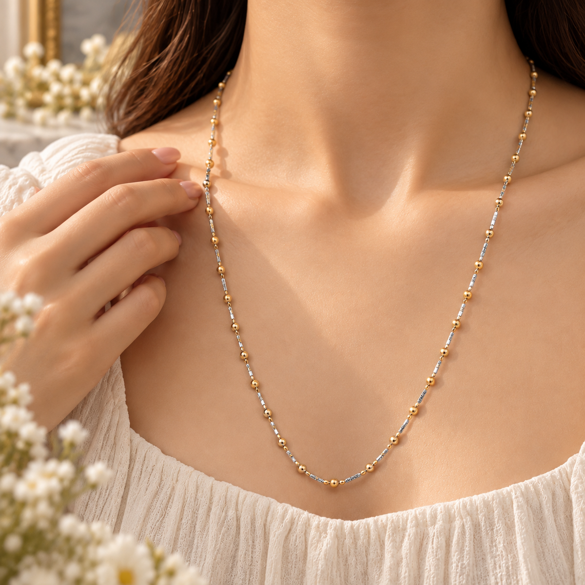 Garima Dual Tone Bead Gold  Chain
