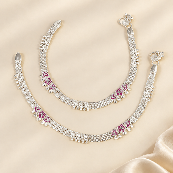 Trisha Peacock Charm Silver Anklets