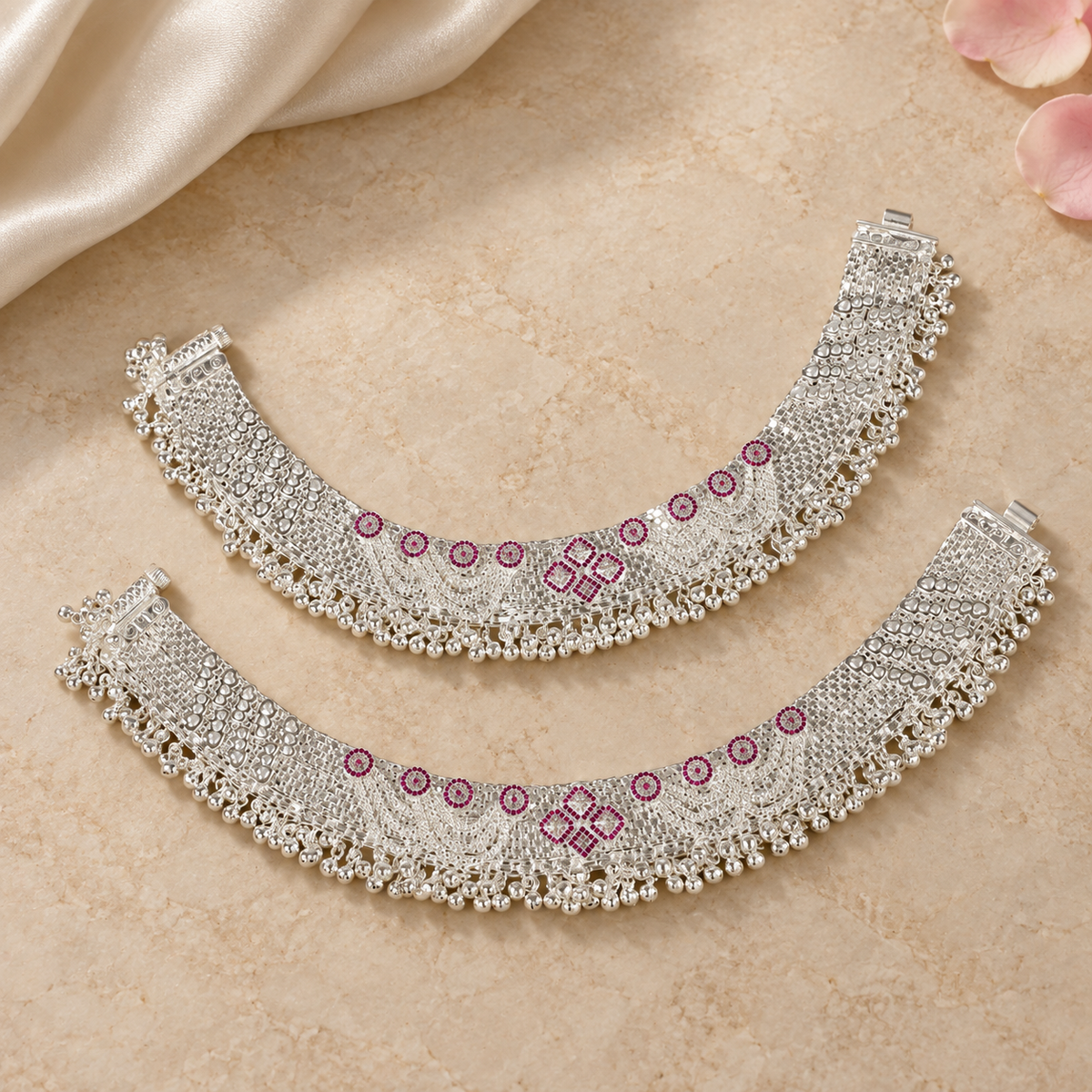 Aaradhya Royal Silver Anklets