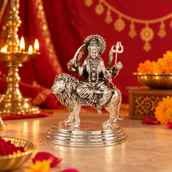 Shakti Vahini Durga Maa Silver  Idol