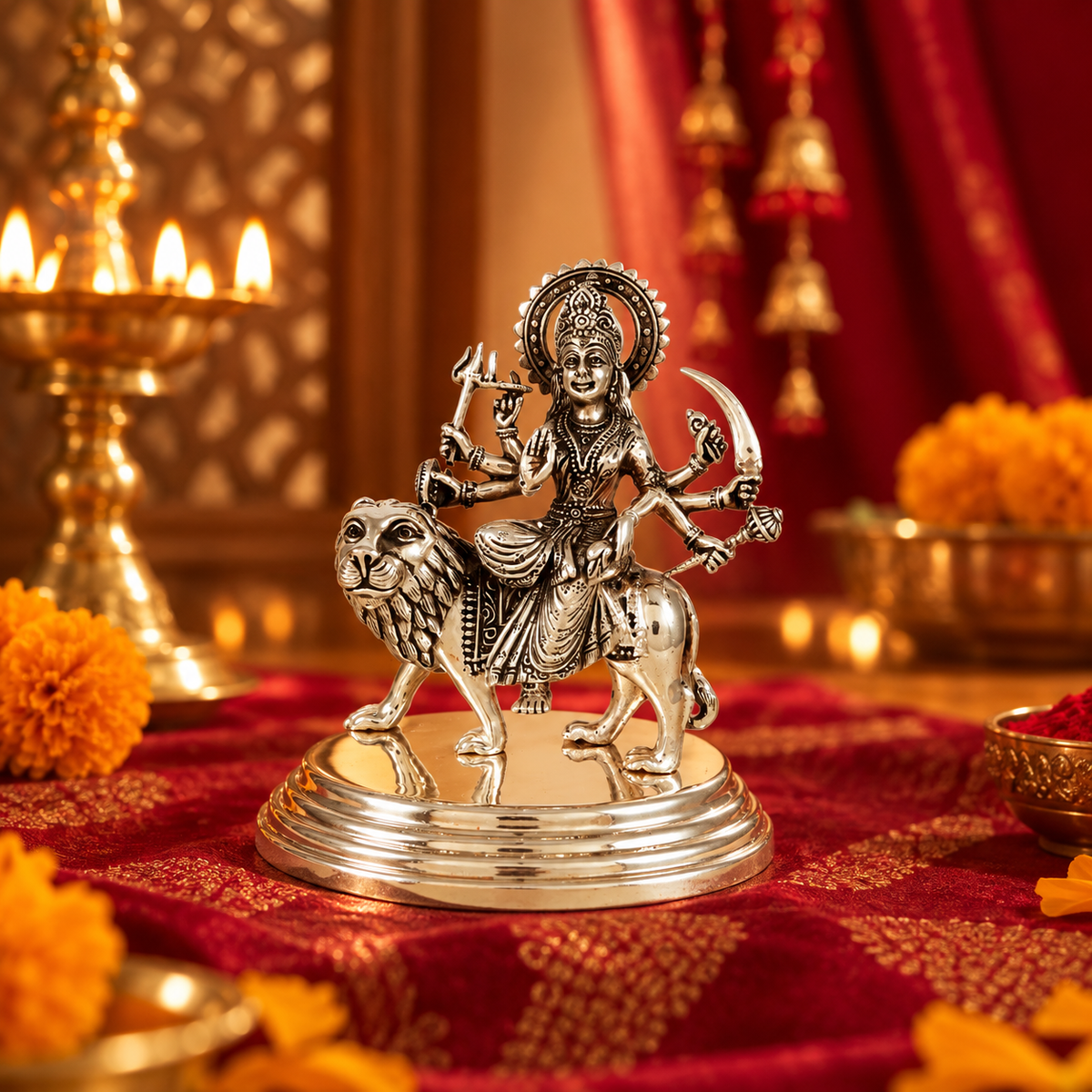Mahashakti Sherawali Maa Silver Idol
