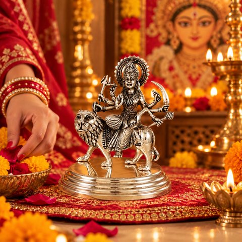Mahashakti Sherawali Maa Silver Idol