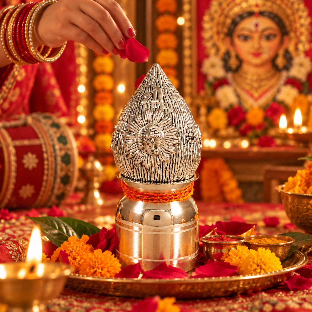 Shubh Amrit Silver Kalash Nariyal