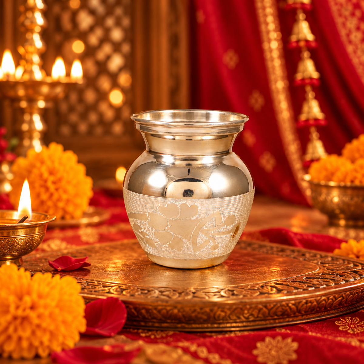 Shakti Purna Silver Kalash Nariyal