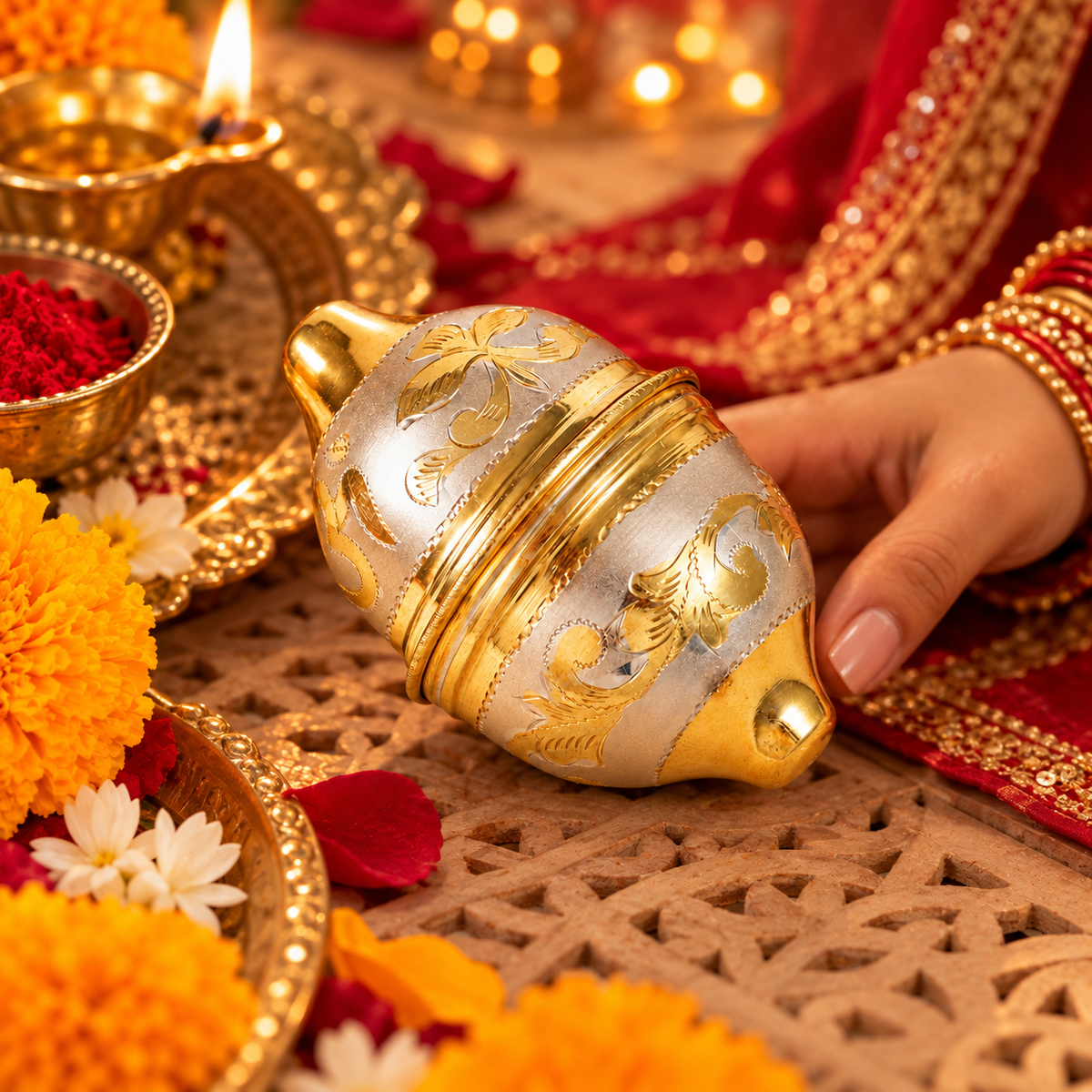 Divine Om Silver Nariyal