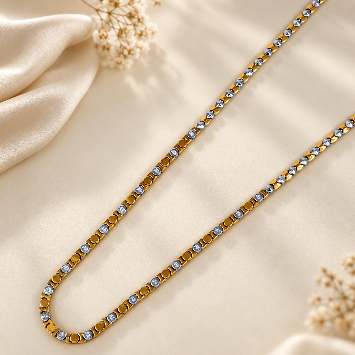 Naksh Dual Tone Spark Silver Chain For Him