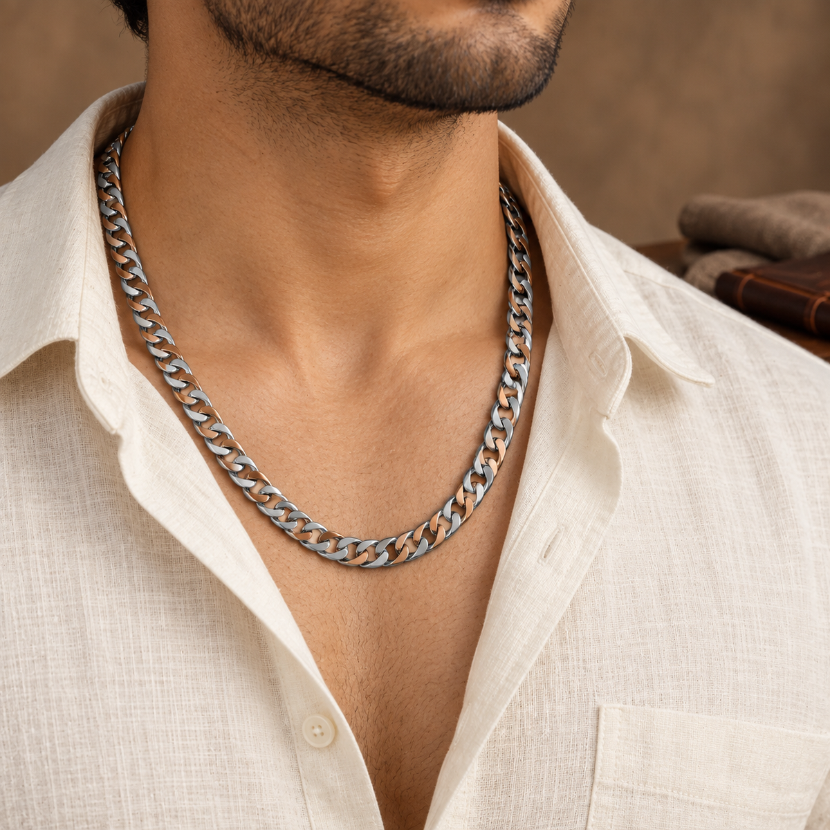 Harsh Sleek Arrow Link Silver Chain For Him