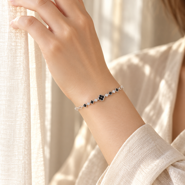 Nitya Midnight Clover Silver Bracelet