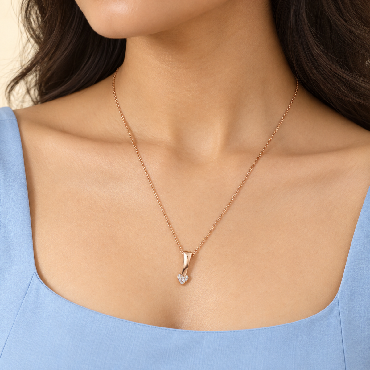 Aashi Rose Heart Silver Chain