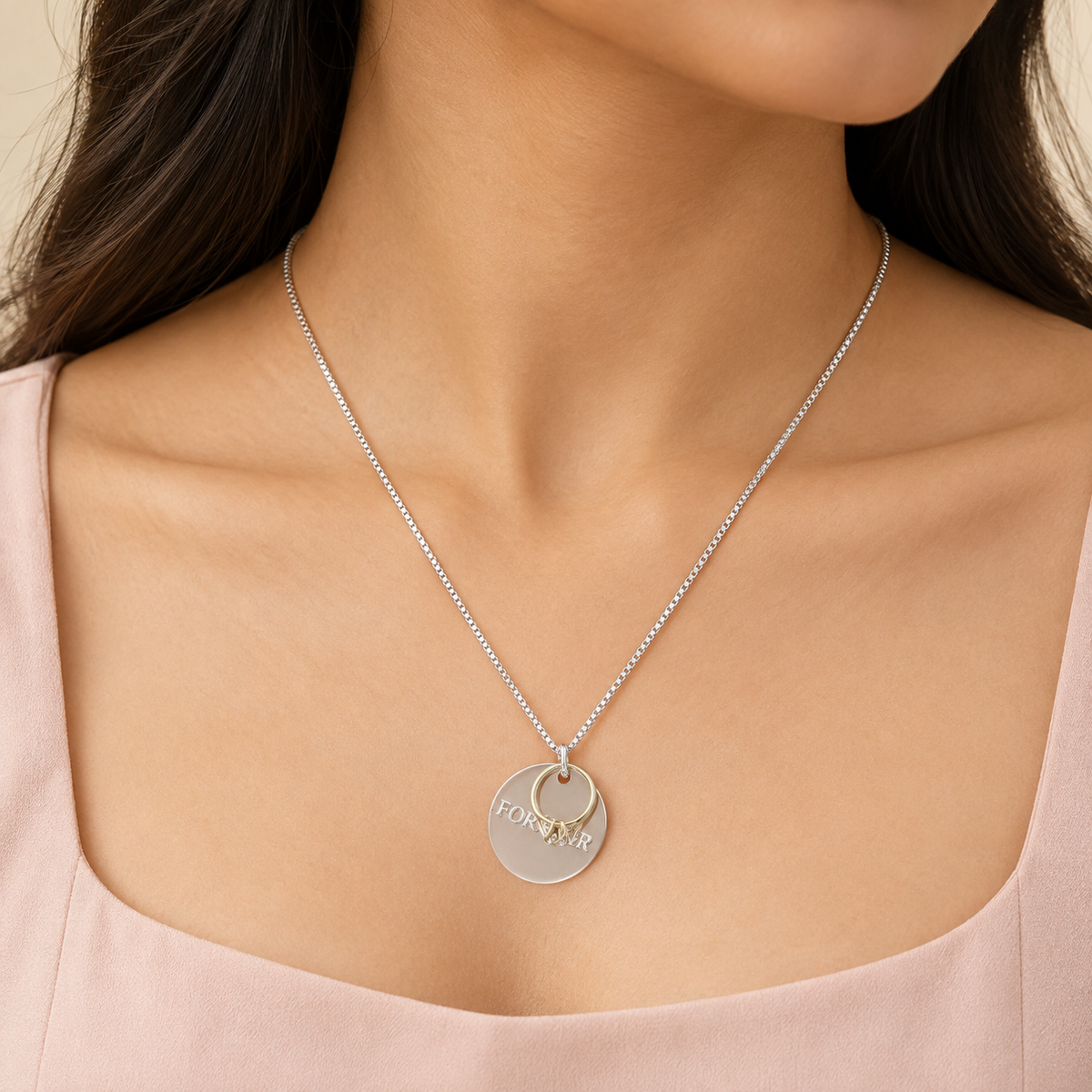 Kyra Forever Circle Pendant Silver Chain
