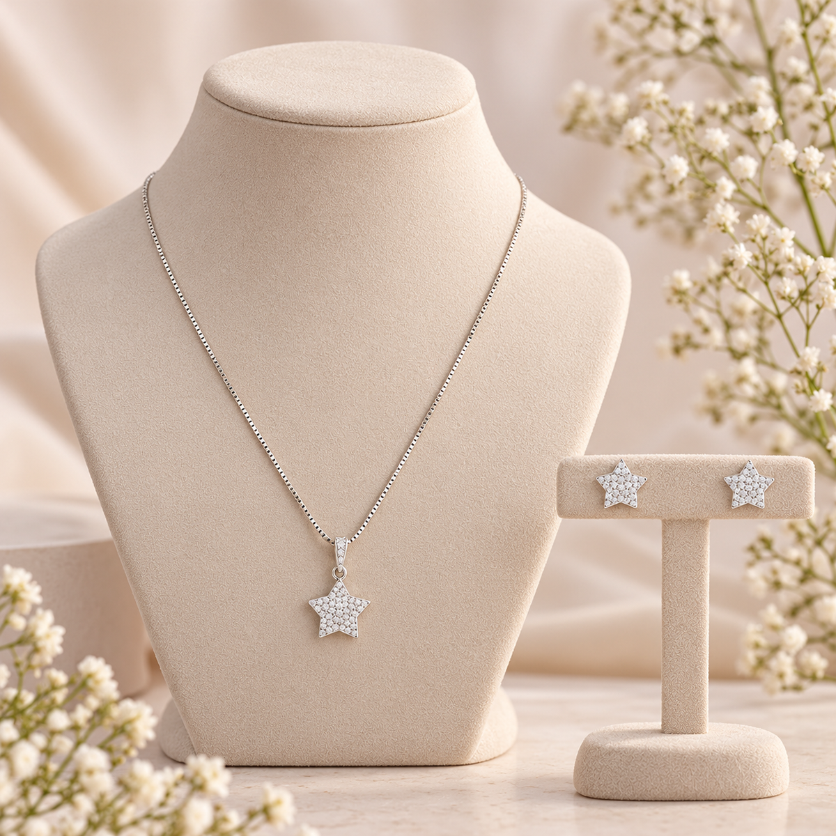 Amaya Starlight Silver Pendant Set