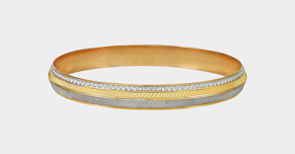 Athena Silver Gold Diamond Kada Bracelet