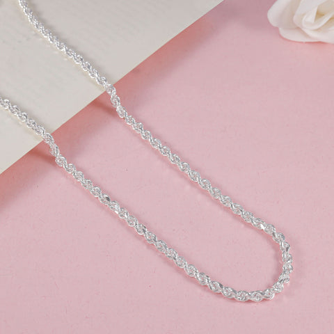 Kabir Twisted Rope Silver Chain For Him