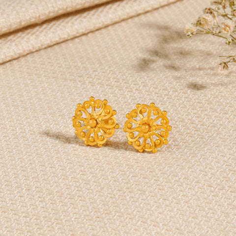 Ziva Radiant Floral Gold Earrings