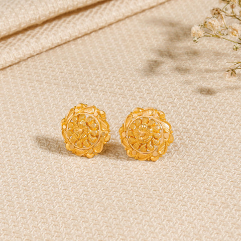 Kaira Antique Flower Gold Earrings