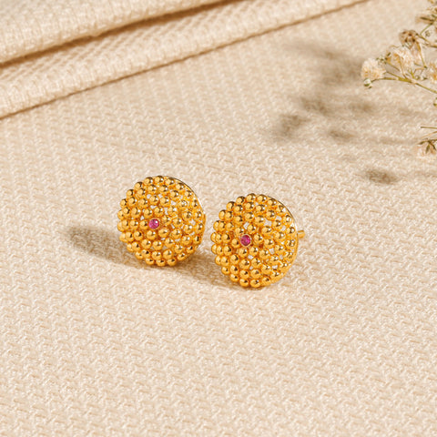 Ziana Beaded Bloom Gold Earrings