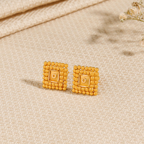Lavika Square Dome Gold Earrings