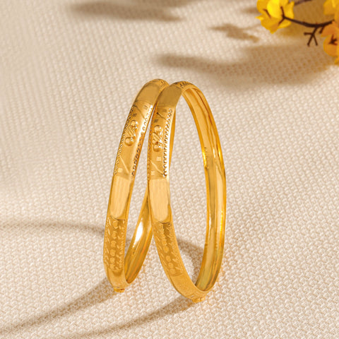 Pravika Subtle Pattern Gold Bangles