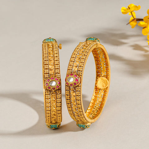 Aaradhya Kundan Gold Bangles