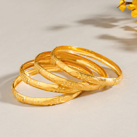 Myra Delicate Floral Gold Bangles