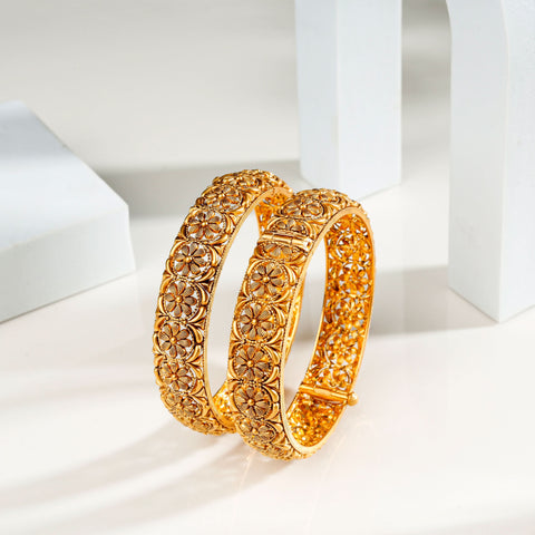 Shruti Gold Antique Petal Bangles