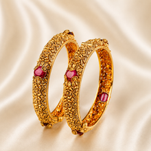 Nandini Vintage Pink Stone Gold Bangles