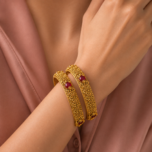 Nandini Vintage Pink Stone Gold Bangles