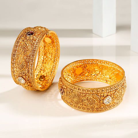Ishani Classic Kundan Art Gold Bangles