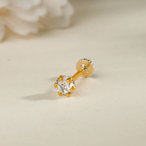 Elvika Shining Floral Gold Nose Pin