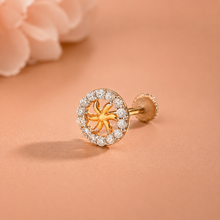 Risha Dazzling Floral Twist Gold Nose Pin