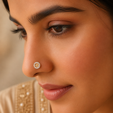 Risha Dazzling Floral Twist Gold Nose Pin