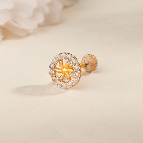 Risha Dazzling Floral Twist Gold Nose Pin