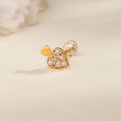 Teena Elegant Heart Gold Nose Pin