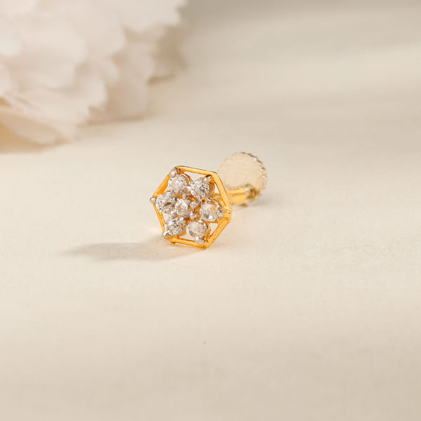 Gleaming Floral Gold Nose Pin