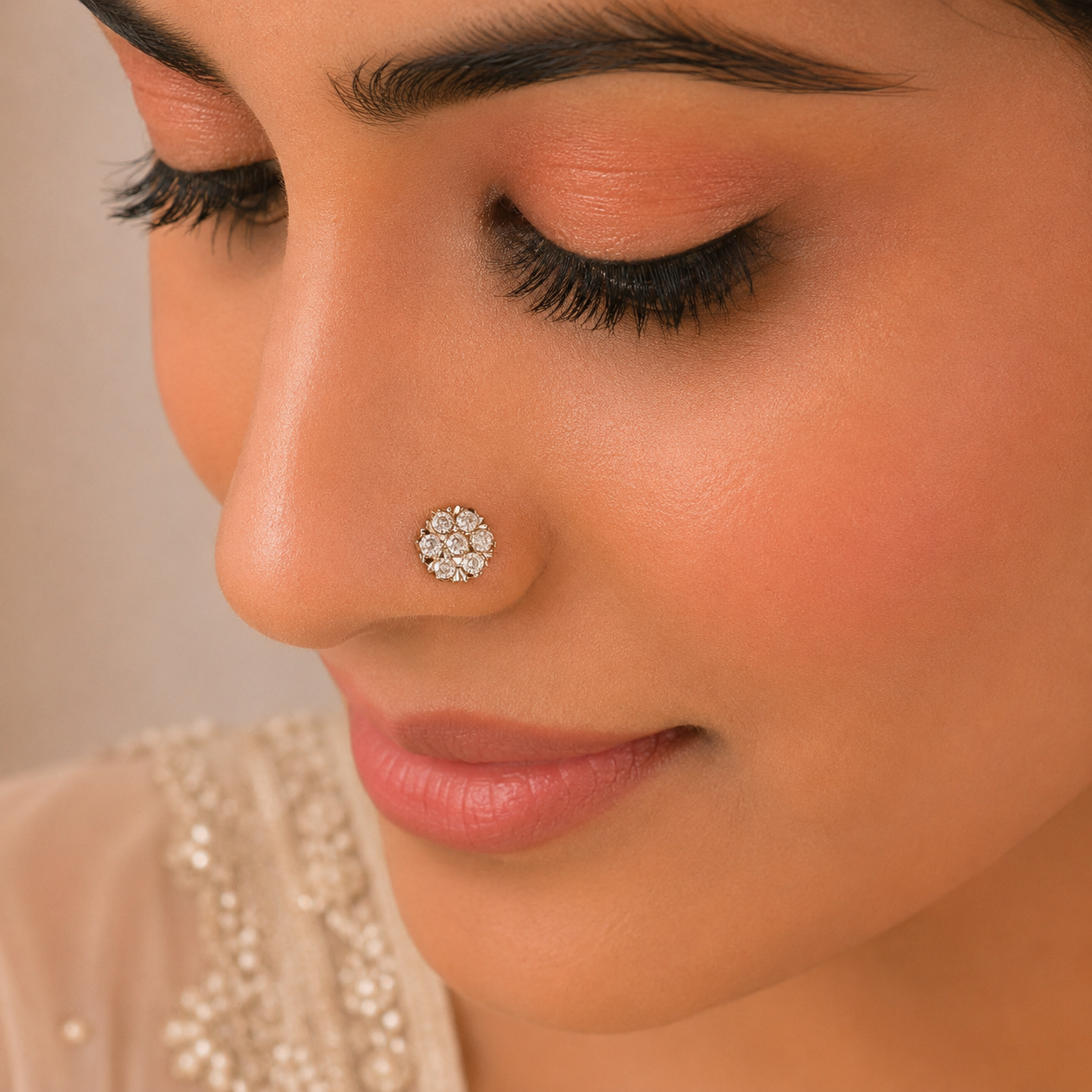 Ziana Floral Shine Gold Nose Pin
