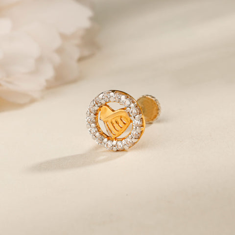 Prisha Shimmering Heart Gold Nose Pin