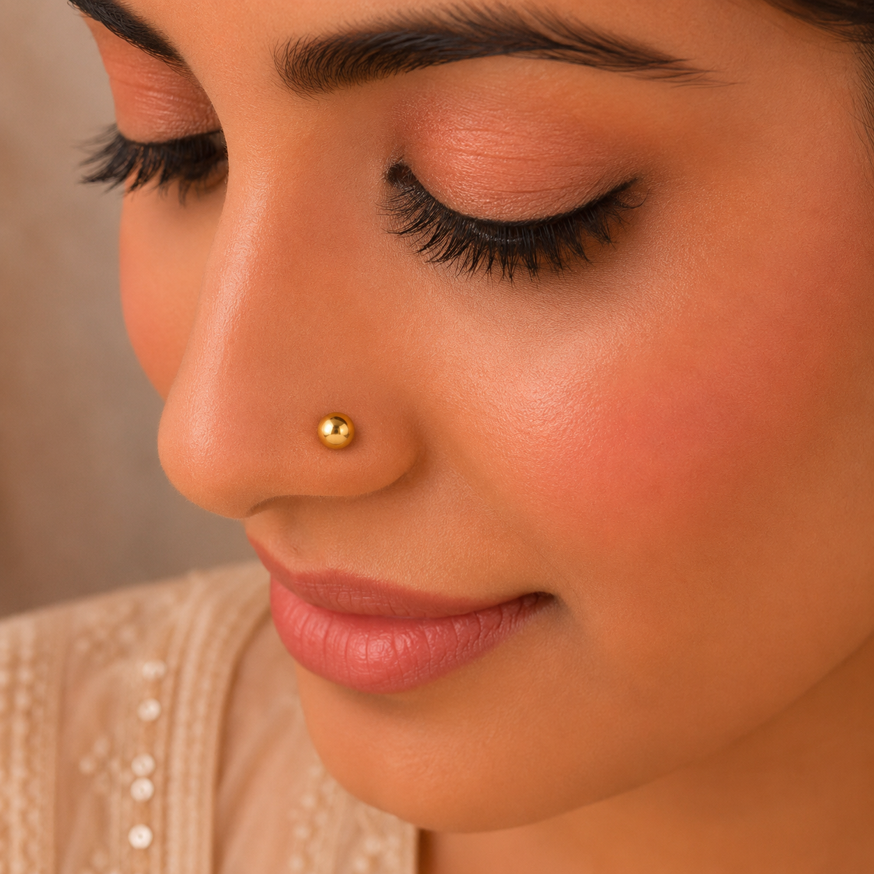 Asha Shiny & Round Gold Nose Pin