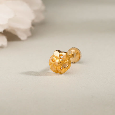 Nishita Shimmering Gold Flower Nose Pin