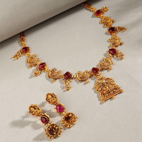 Royal Lakshmi Temple Gold Necklace Set