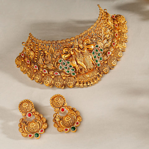 Radha Krishna Premium Gold Choker Set