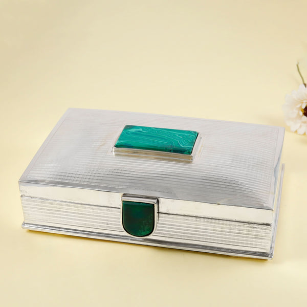Trinket Green Stone Silver Box