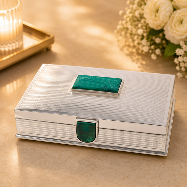Trinket Green Stone Silver Box