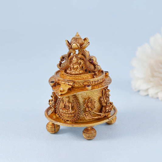 Gold Plated Lakshmi Silver Box