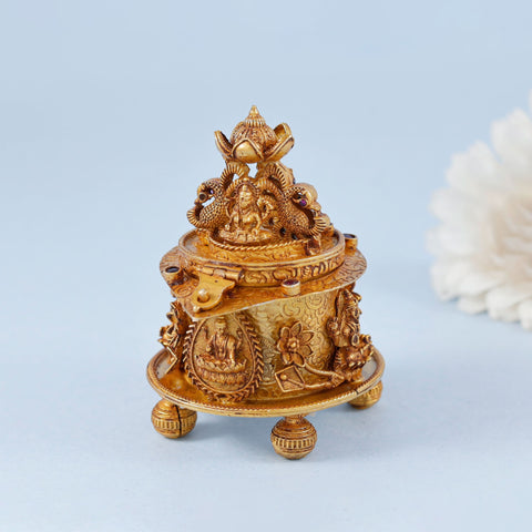 Gold Plated Lakshmi Silver Box