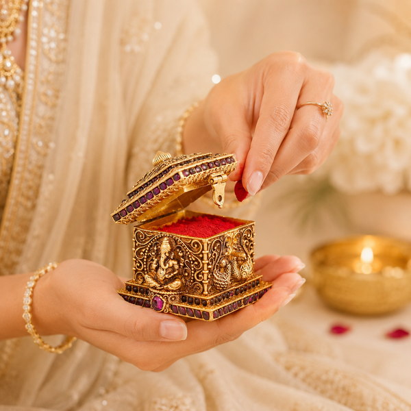 Beautiful Ganesha Silver Sindoor Box